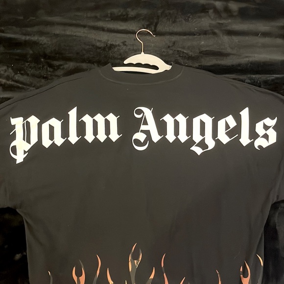 PALM ANGELS black “tiger flames” long sleeve tee - Picture 2 of 3